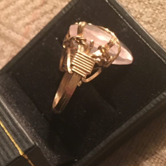 Pear Shape Rose Quartz Ring - Picture 2 of 5